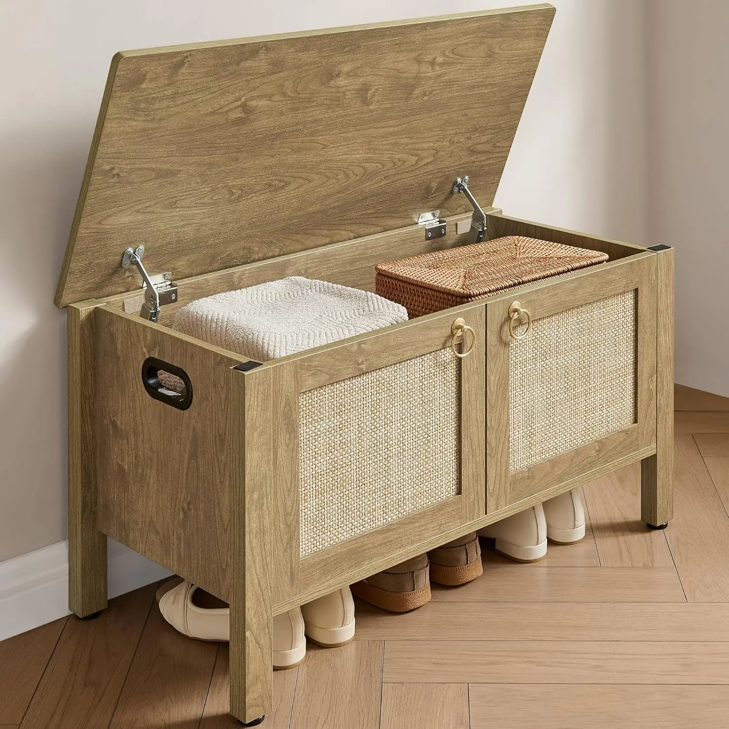 Rattan Shoe Rack Bench Lift Top Storage Boho Cabinet Entryway Bedroom Hallway Safety Hinges Wooden Chest, Customized
Rattan Shoe Rack Bench Lift Top Storage Boho Cabinet Entryway Bedroom Hallway Safety Hinges Wooden Chest, Customized