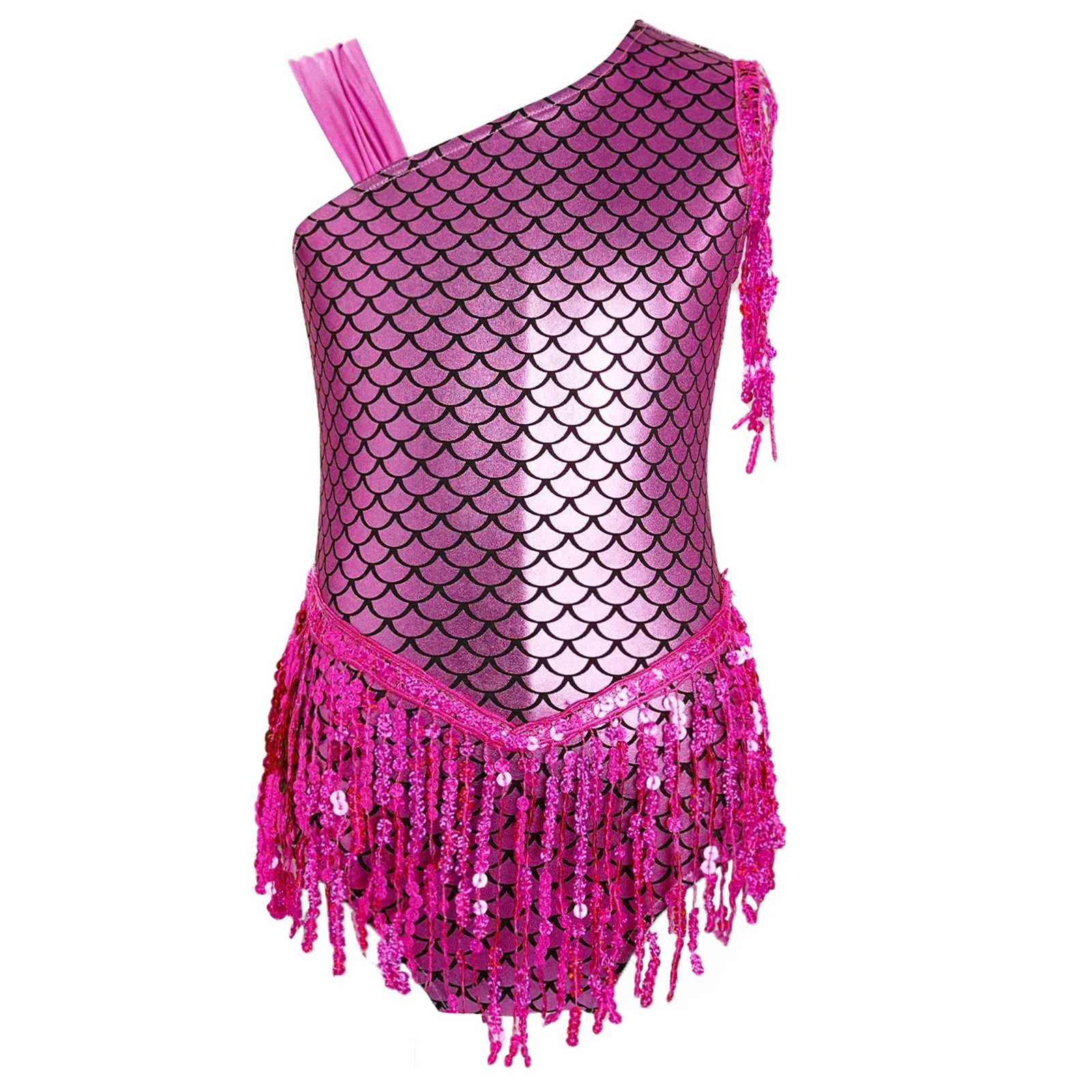 Kids Girls Metallic Fish Scale Leotard Bowknot Back Shiny Sequins Tassels Jazz Ballet Dance Bodysuit for Halloween Party Cosplay
Kids Girls Metallic Fish Scale Leotard Bowknot Back Shiny Sequins Tassels Jazz Ballet Dance Bodysuit for Halloween Party Cosplay