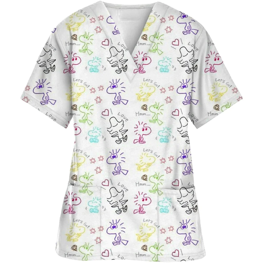 Fashionable and casual Snoopy Cartoon Anime Printing Women's V-neck T-shirt in summer Women's nursing clothes with short sleeves
Fashionable and casual Snoopy Cartoon Anime Printing Women's V-neck T-shirt in summer Women's nursing clothes with short sleeves