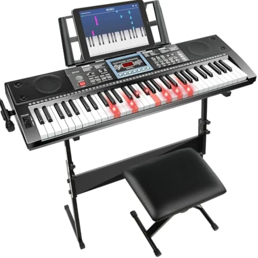 61 Key Keyboard Piano for Beginners w/Stand Bench, Dual Power Mode, Lighted Keys in Follow Mode, 70 Demos, 200 Tones/Rhythms, P
61 Key Keyboard Piano for Beginners w/Stand Bench, Dual Power Mode, Lighted Keys in Follow Mode, 70 Demos, 200 Tones/Rhythms, P