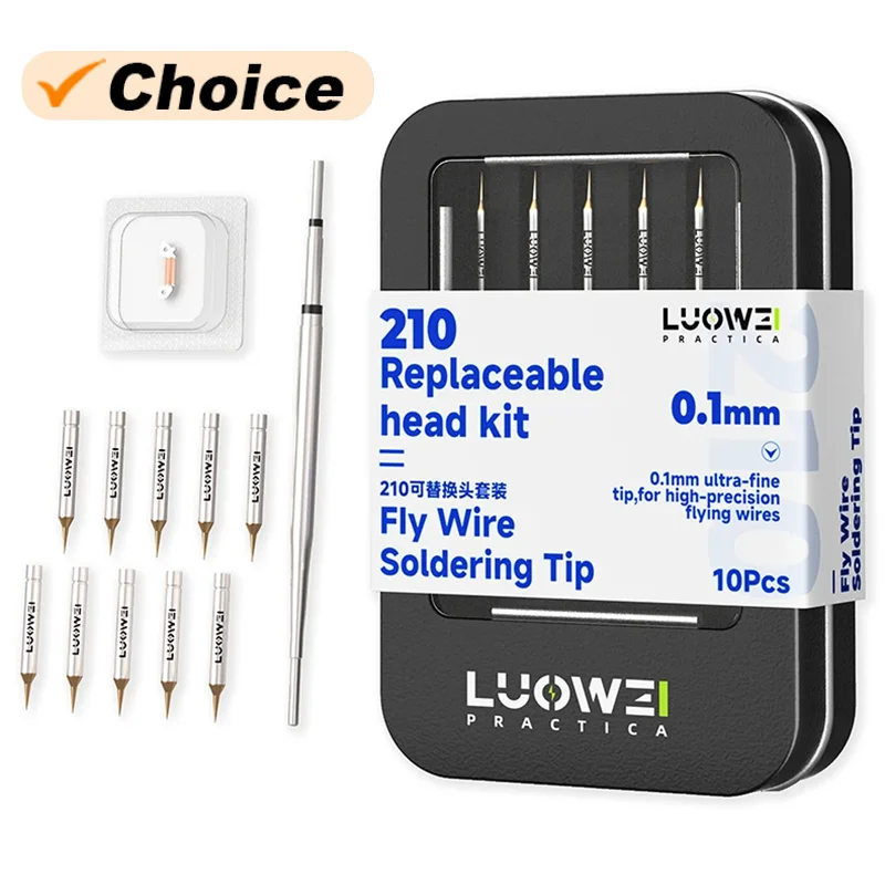 LUOWEI 10pcs C210 0.1mm Ultra Fine Flying Wire Soldering Tip for Tin Planting Such As Mobile Phonemainboards and Chips Tools Kit
LUOWEI 10pcs C210 0.1mm Ultra Fine Flying Wire Soldering Tip for Tin Planting Such As Mobile Phonemainboards and Chips Tools Kit