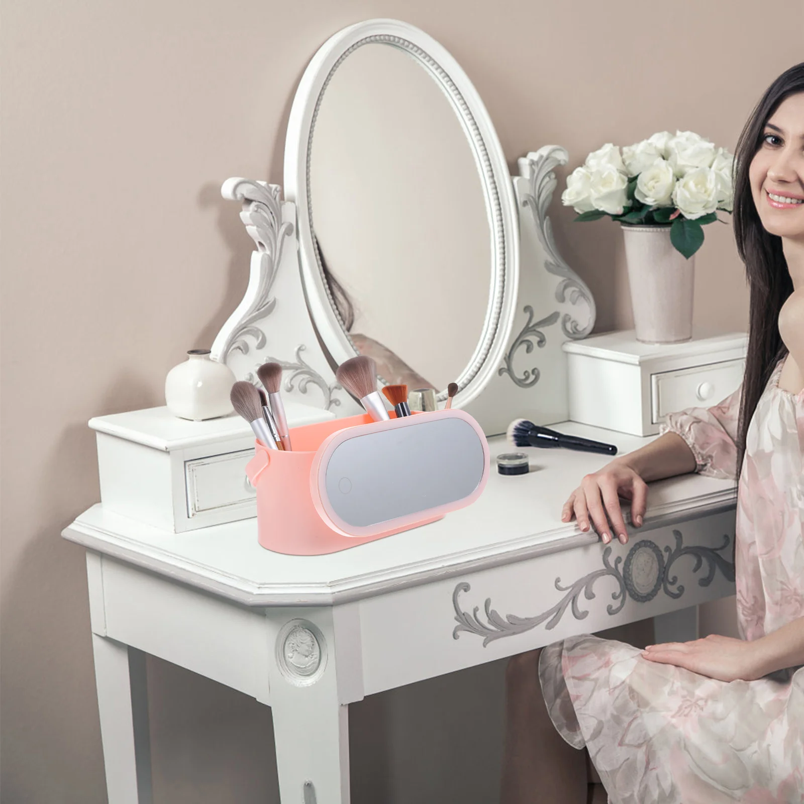 Handheld Makeup Storage Box ABS Organizer Desktop Adjustable High Definition Mirror Portable Makeup Holder Travel
Handheld Makeup Storage Box ABS Organizer Desktop Adjustable High Definition Mirror Portable Makeup Holder Travel