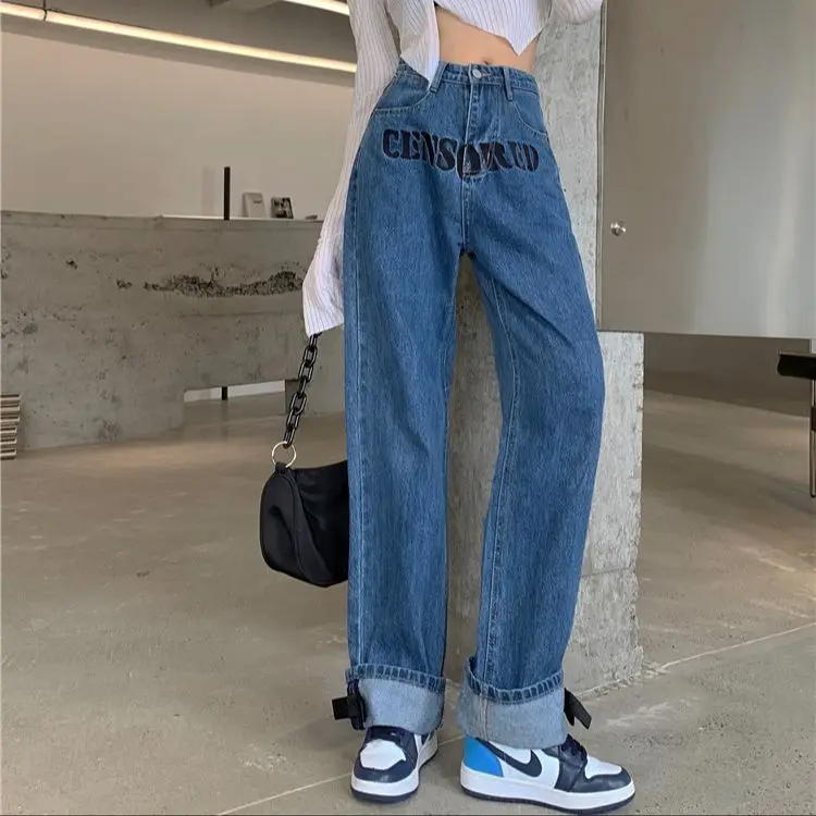 H.sa Female Fall Winter Clothes 2023 Blue Denim Long Pants Jeans Trousers Letters Printed Casual Korean Casual Straight Pants
H.sa Female Fall Winter Clothes 2023 Blue Denim Long Pants Jeans Trousers Letters Printed Casual Korean Casual Straight Pants
