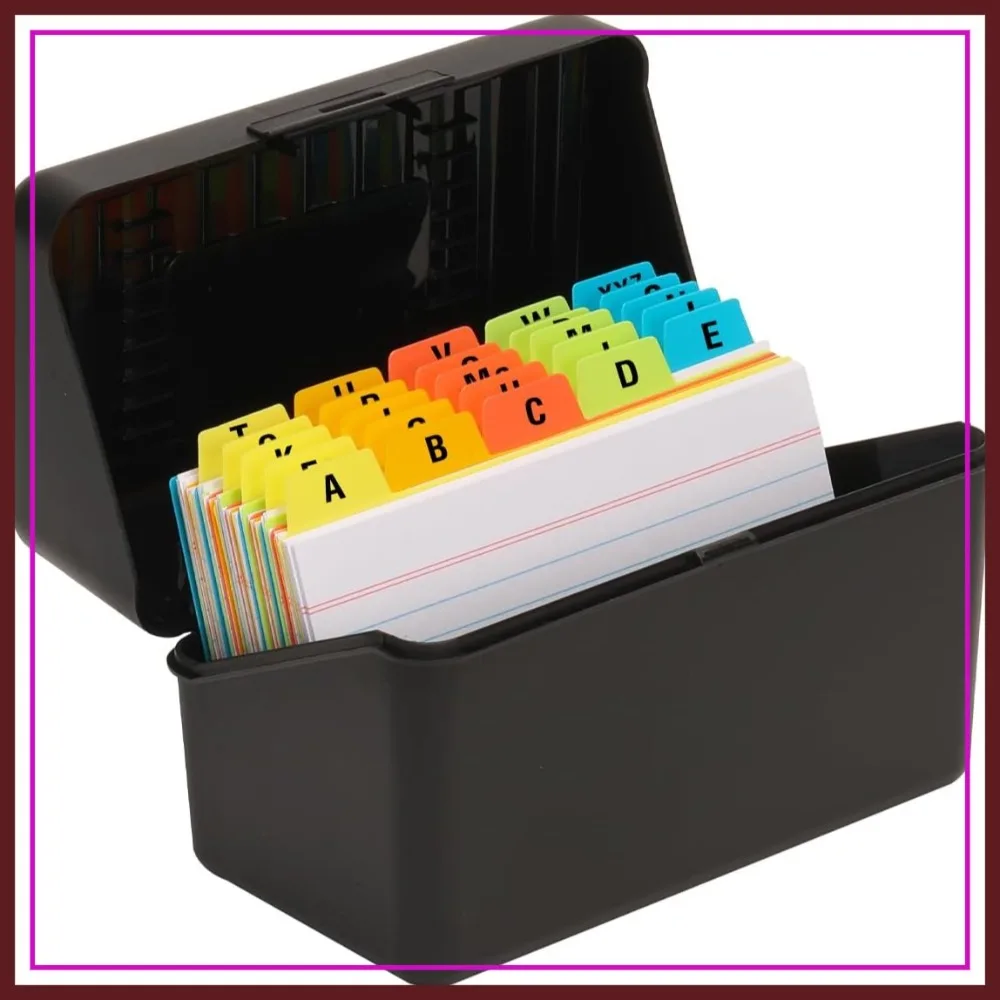 3x5 Index Card Holder with 100 Ruled Cards and 25 Dividers, Black
3x5 Index Card Holder with 100 Ruled Cards and 25 Dividers, Black