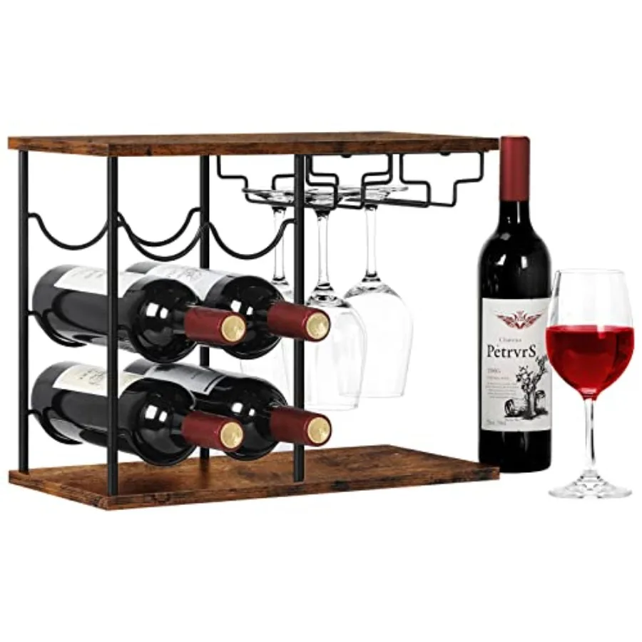 Wine Racks Countertop, Hold 6 Bottles and 4 Wine Glass Rack Wine Holder, Freestanding Wine Rack for Home, Kitchen, Bar, Wine Ce
Wine Racks Countertop, Hold 6 Bottles and 4 Wine Glass Rack Wine Holder, Freestanding Wine Rack for Home, Kitchen, Bar, Wine Ce