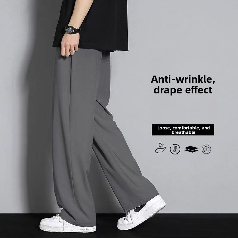 Ice Silk Men's Casual Pants Summer New Style Quick Dry Wide Leg Straight Cut Multi-Purpose Sports Student Fashion Urban Wear
Ice Silk Men's Casual Pants Summer New Style Quick Dry Wide Leg Straight Cut Multi-Purpose Sports Student Fashion Urban Wear