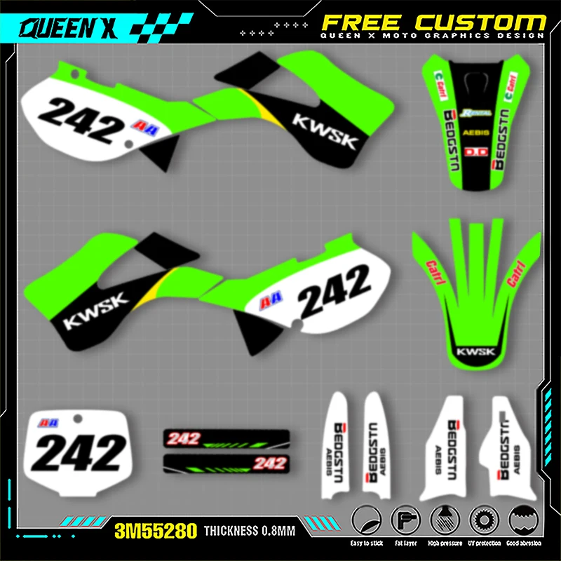 QUEEN X MOTO New Motorcycle Graphics Protect Stickers Kits For KAWASAKI KX125 KX250 125 250 1999 2000 2001 2002
QUEEN X MOTO New Motorcycle Graphics Protect Stickers Kits For KAWASAKI KX125 KX250 125 250 1999 2000 2001 2002