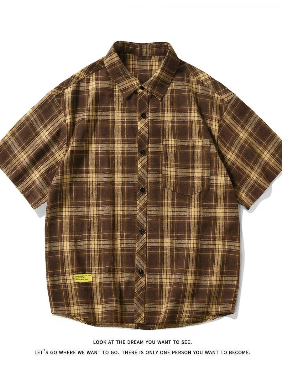 Men's Casual Loose Short Sleeve Plaid Shirt Vintage Trendy Large Size Original Label Summer Fashion Male Apparel
Men's Casual Loose Short Sleeve Plaid Shirt Vintage Trendy Large Size Original Label Summer Fashion Male Apparel