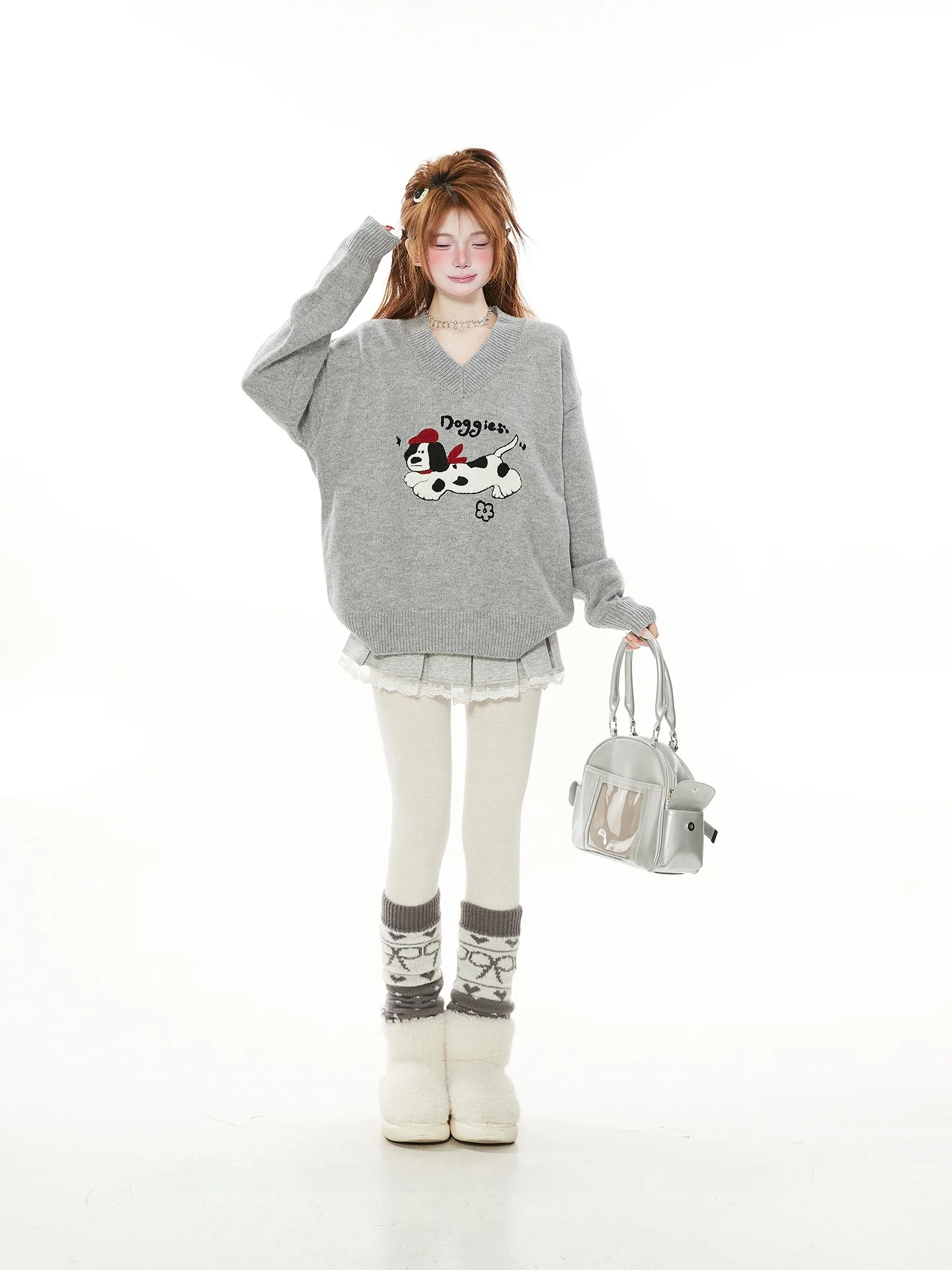 Вязаный женский свитер с вышивкой милой собаки, свободный крой, весна-осень, повседневный, удобный, из полиэфирного волокна, с V-образным вырезом, длинный рукав
Вязаный женский свитер с вышивкой милой собаки, свободный крой, весна-осень, повседневный, удобный, из полиэфирного волокна, с V-образным вырезом, длинный рукав