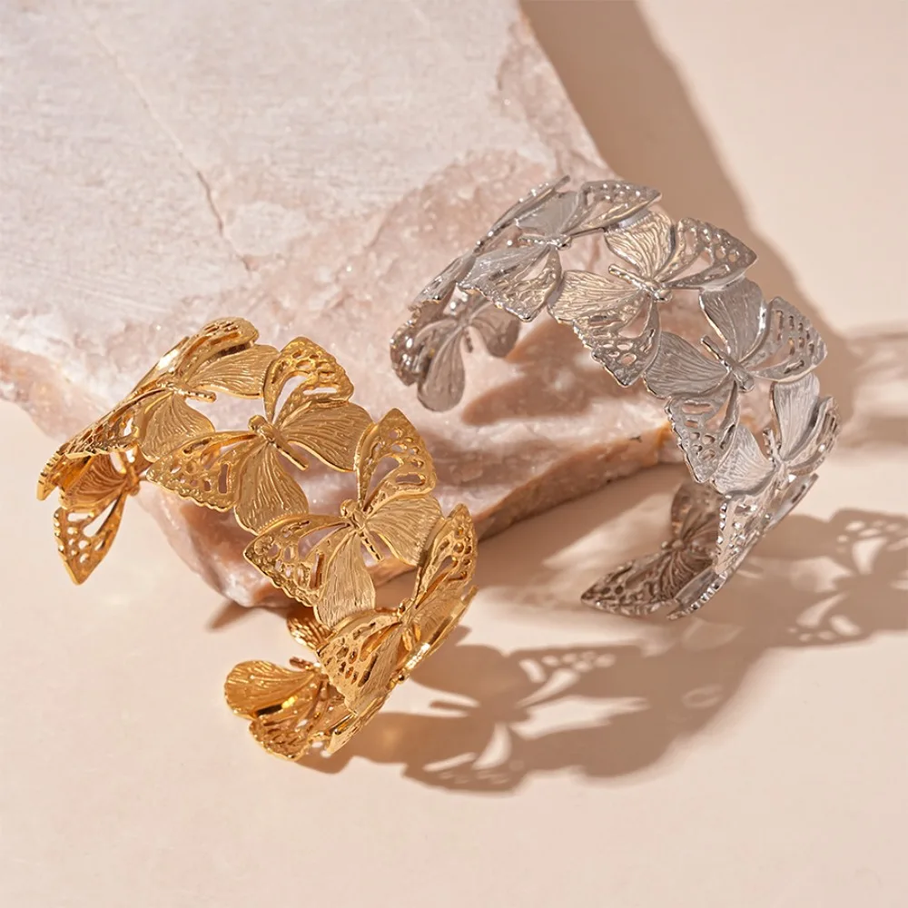 Metal Wide Open Bangle Butterfly Water Droplet Shape Cuff Bangles Jewelry Accessories Europe American Style Exaggerated Bracelet 
Metal Wide Open Bangle Butterfly Water Droplet Shape Cuff Bangles Jewelry Accessories Europe American Style Exaggerated Bracelet