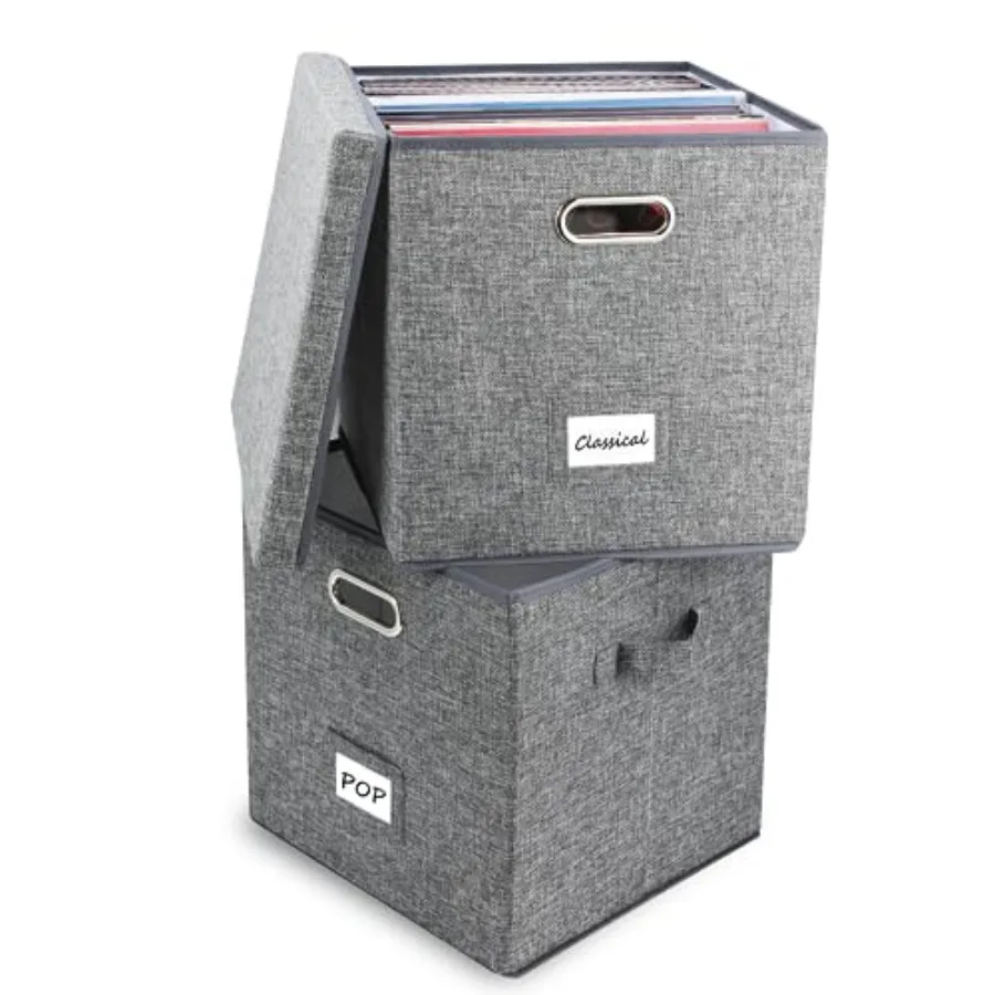 Vinyl Record Storage Box Set of 2 - Album Storage Holds 100+ Single Records, Decorative LP Storage Organizer Crate with Lid, St
Vinyl Record Storage Box Set of 2 - Album Storage Holds 100+ Single Records, Decorative LP Storage Organizer Crate with Lid, St