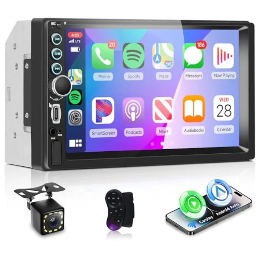 Double Din Car Radio for automotive use, ABS plastic, black, wireless CarPlay Android Auto YouTube support, 7-inch touchscreen,
Double Din Car Radio for automotive use, ABS plastic, black, wireless CarPlay Android Auto YouTube support, 7-inch touchscreen,