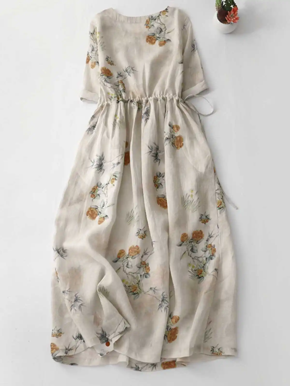 Summer Thin Linen Print A-Line Dr Waist-Cinching Slimming Holiday Dr Commute Sle round Ne Long Sve Midi Dr
Summer Thin Linen Print A-Line Dr Waist-Cinching Slimming Holiday Dr Commute Sle round Ne Long Sve Midi Dr