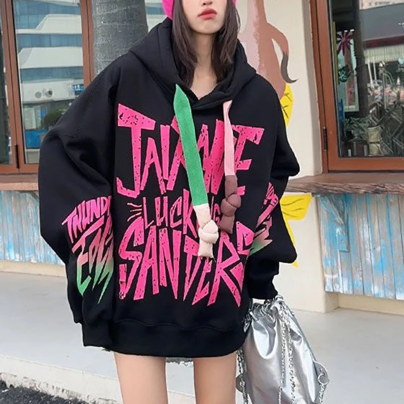 Winter new plush thick warm clothes with hooded print loose fit large edition European hoodie women's coat
Winter new plush thick warm clothes with hooded print loose fit large edition European hoodie women's coat