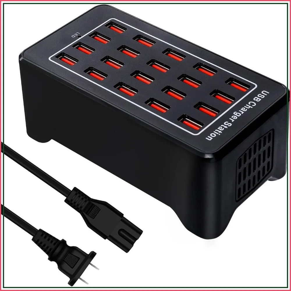 20-Port 100W USB Charging Station for Smartphones, Tablets, and More
20-Port 100W USB Charging Station for Smartphones, Tablets, and More