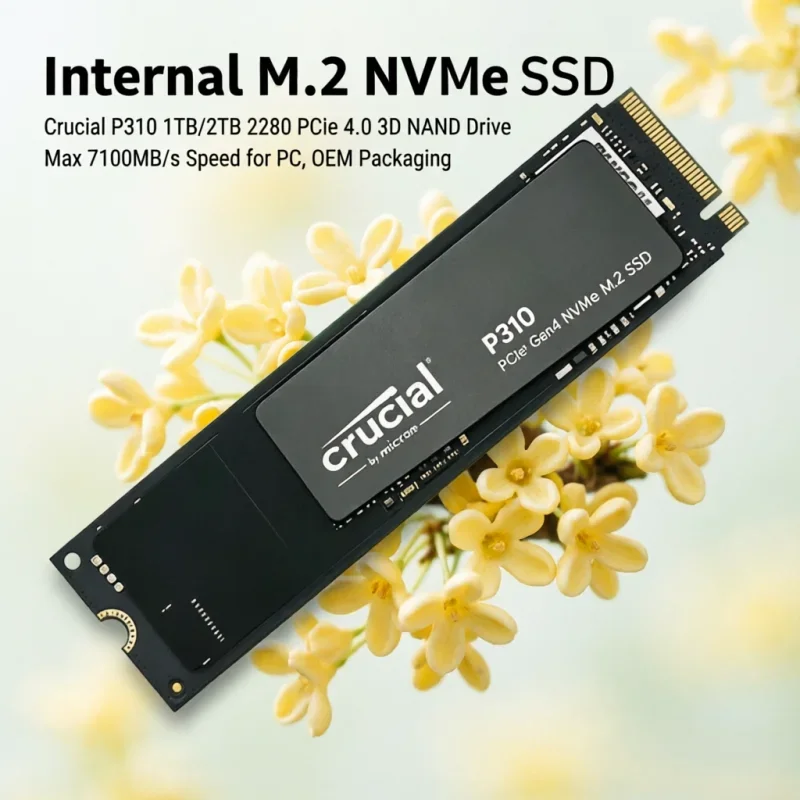 Crucial P310 2280 M.2 NVMe PCIe 4.0 SSD, 1TB/2TB, 3D NAND Internal Drive, Up to 7100MB/s, OEM Packaged for Desktop & Laptop
Crucial P310 2280 M.2 NVMe PCIe 4.0 SSD, 1TB/2TB, 3D NAND Internal Drive, Up to 7100MB/s, OEM Packaged for Desktop & Laptop