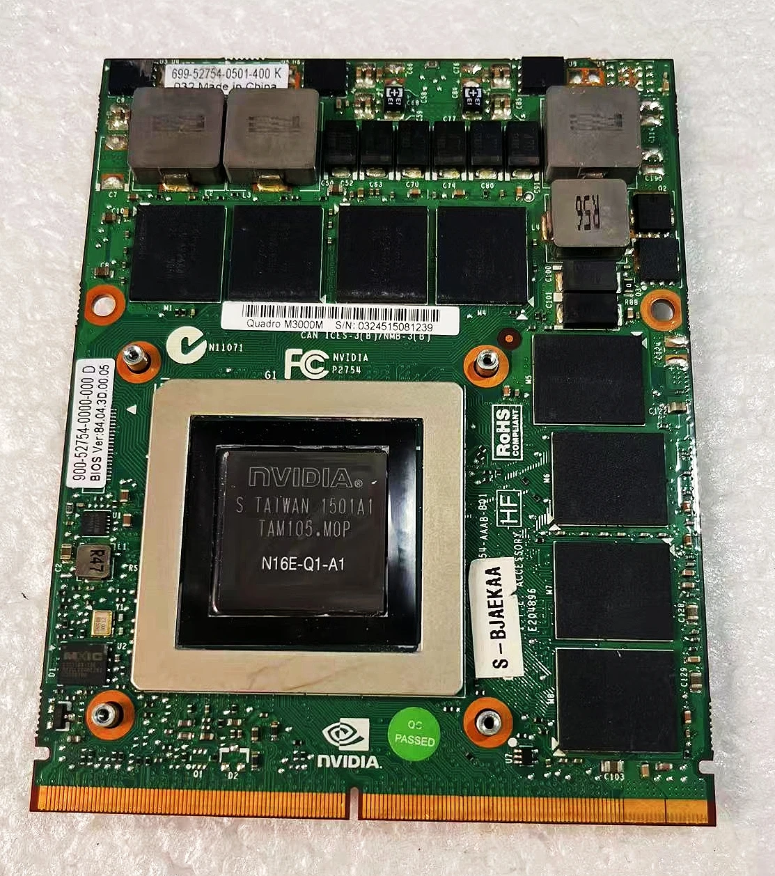 M3000M 4GB MXM For P72 P70 P71 M6700 M6800 M7100 M7200 ZBOOK17 8770W 8760W 8740W
M3000M 4GB MXM For P72 P70 P71 M6700 M6800 M7100 M7200 ZBOOK17 8770W 8760W 8740W