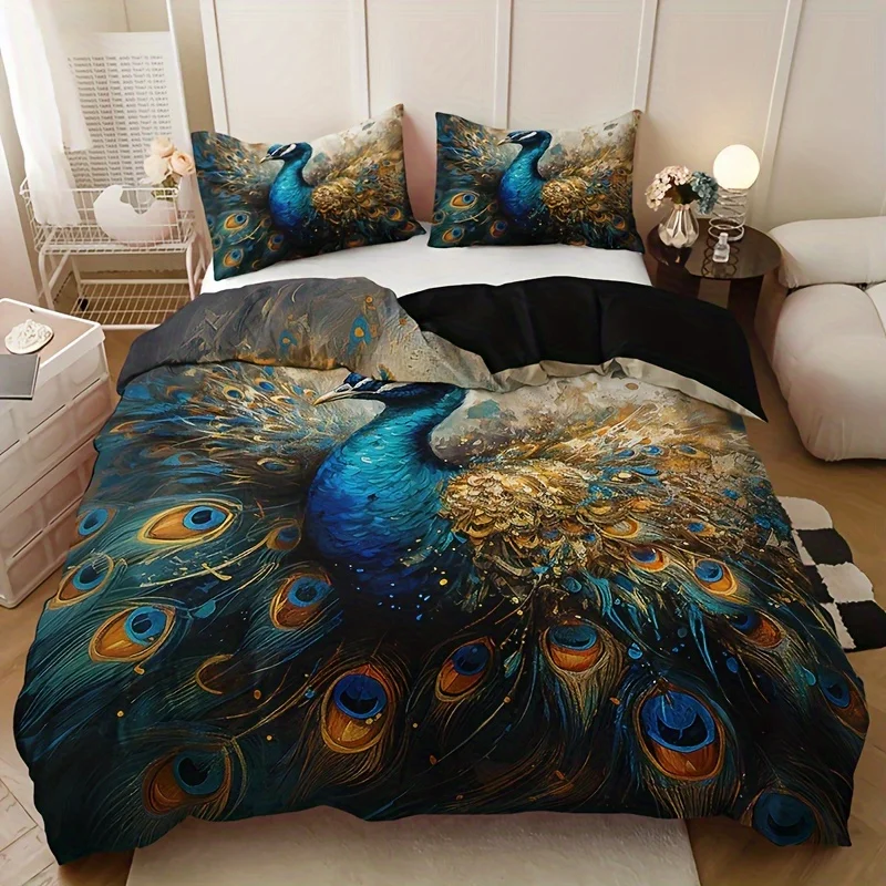 Luxurious Peacock Floral Print Bedding Set Machine Washable Vibrant Golden Animal Design for All Seasons Home Dorm Decor
Luxurious Peacock Floral Print Bedding Set Machine Washable Vibrant Golden Animal Design for All Seasons Home Dorm Decor