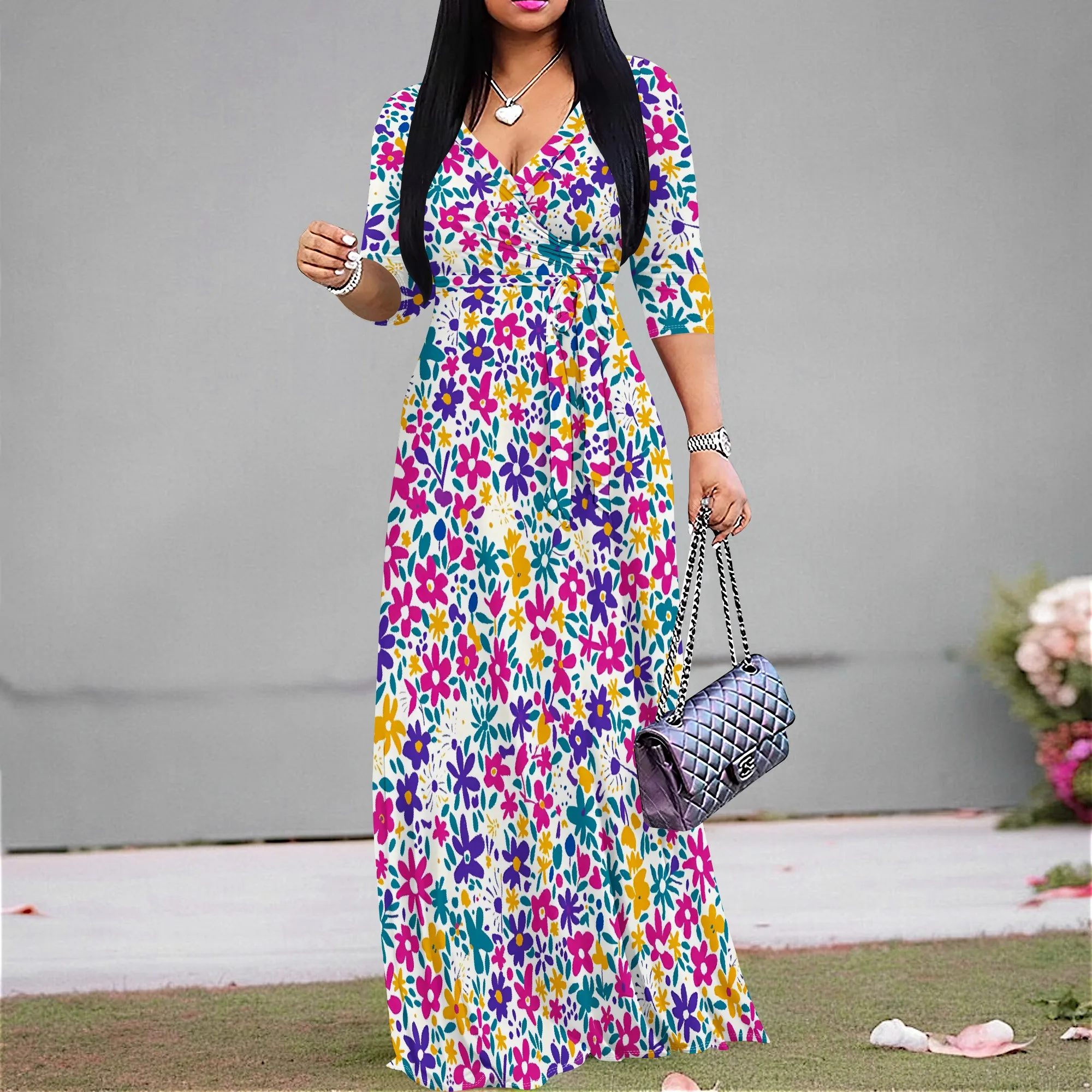 Bright Floral V-Neck Maxi Dress for Women Spring Picnic Easter Brunch Look 2025 New Arrival Lightweight Style
Bright Floral V-Neck Maxi Dress for Women Spring Picnic Easter Brunch Look 2025 New Arrival Lightweight Style