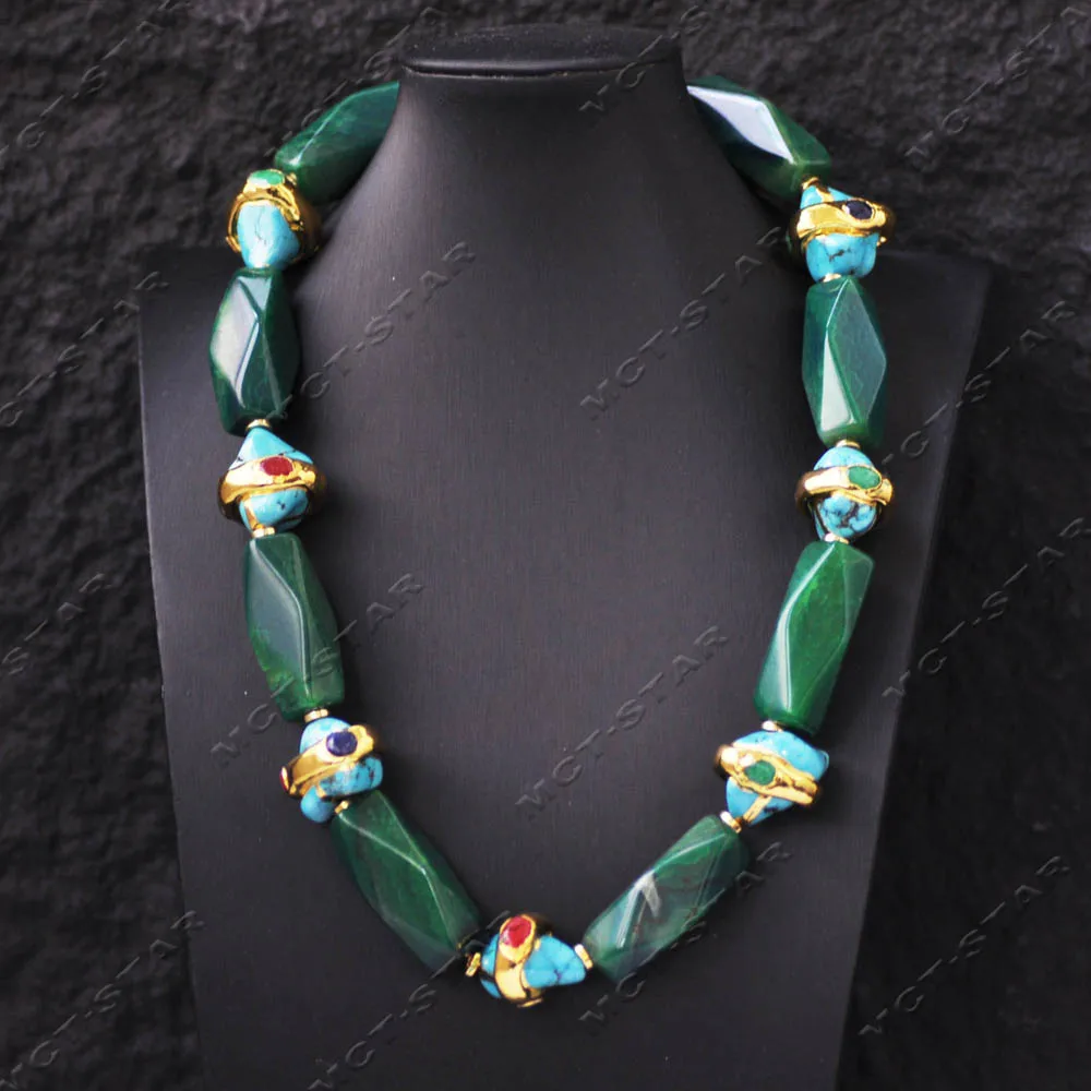 MTC·STAR 21'' 39mm Green Faceted Pillar Agate Blue Baroque Gold Plating Turquoise Necklace (Z14577)
MTC·STAR 21'' 39mm Green Faceted Pillar Agate Blue Baroque Gold Plating Turquoise Necklace (Z14577)