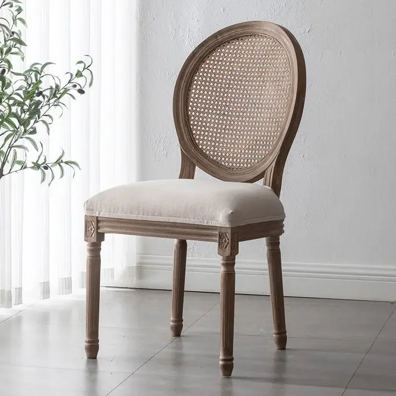 XX76Vintage rattan dining chair Solid wood French chair back Cafe Bar Homestay American country leisure armchair
XX76Vintage rattan dining chair Solid wood French chair back Cafe Bar Homestay American country leisure armchair