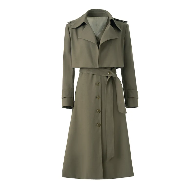 New Women Solid Trench Long Sleeve Turn-Down Collar Trench Coat
New Women Solid Trench Long Sleeve Turn-Down Collar Trench Coat