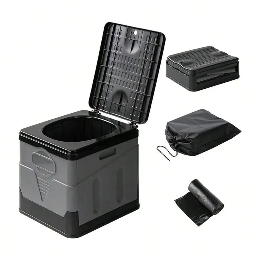 Portable Folding Toilet With Lid - Camping, Boating & Outdoor Travel Emergency Use - Includes Trash Bag & Storage Bag - No Elect
Portable Folding Toilet With Lid - Camping, Boating & Outdoor Travel Emergency Use - Includes Trash Bag & Storage Bag - No Elect