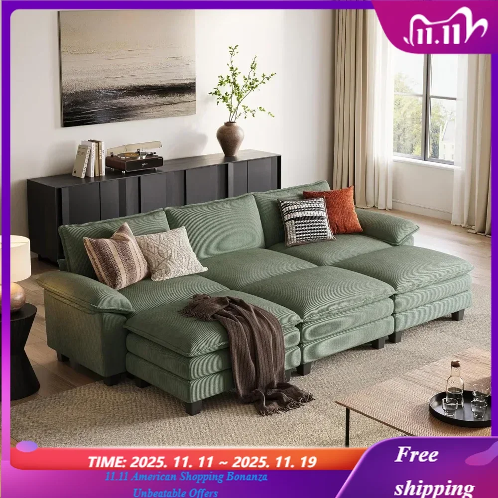 Oversized Corduroy Sectional Sofa Bed with Movable Ottoman 123 Inch Modular Cloud Couch Soft Modern Comfy Sleeper for Living Roo
Oversized Corduroy Sectional Sofa Bed with Movable Ottoman 123 Inch Modular Cloud Couch Soft Modern Comfy Sleeper for Living Roo