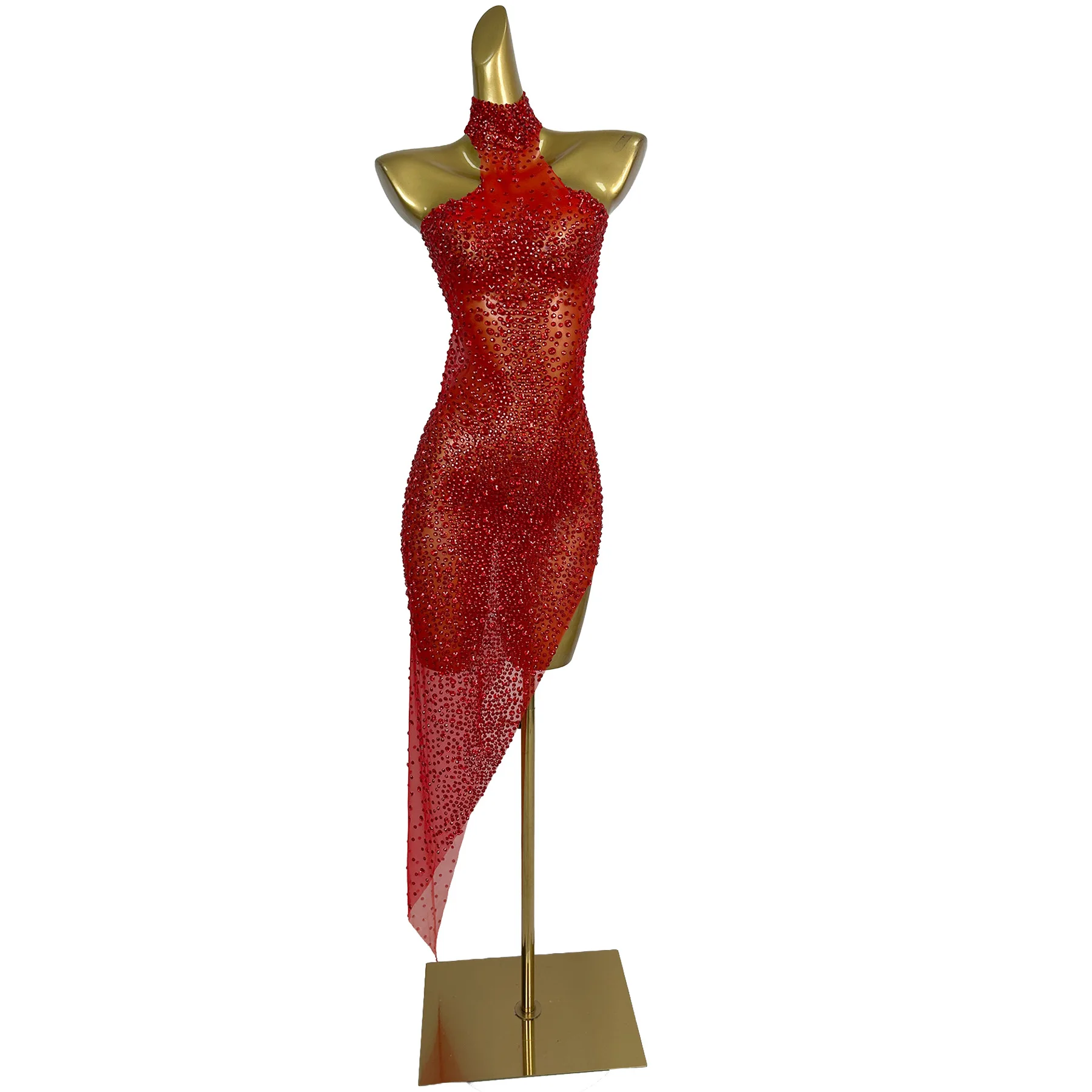 Jianbian Elegant Red Rhinestone Halter Neck Sheer Mesh Asymmetrical Bodycon Dress for Cocktail Parties Special Occasion Events
Jianbian Elegant Red Rhinestone Halter Neck Sheer Mesh Asymmetrical Bodycon Dress for Cocktail Parties Special Occasion Events