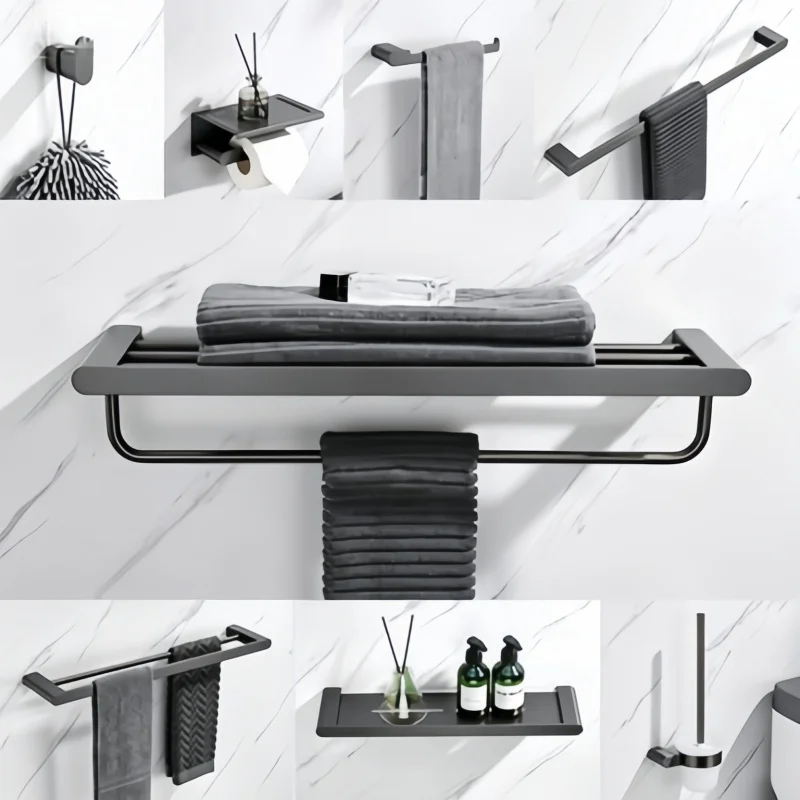 Grey Bathroom Hardware 304 Stainless Steel Towel Rack Toilet Paper Holder Liquid Soap Holder Towel Bar Toile Bathroom Kit
Grey Bathroom Hardware 304 Stainless Steel Towel Rack Toilet Paper Holder Liquid Soap Holder Towel Bar Toile Bathroom Kit