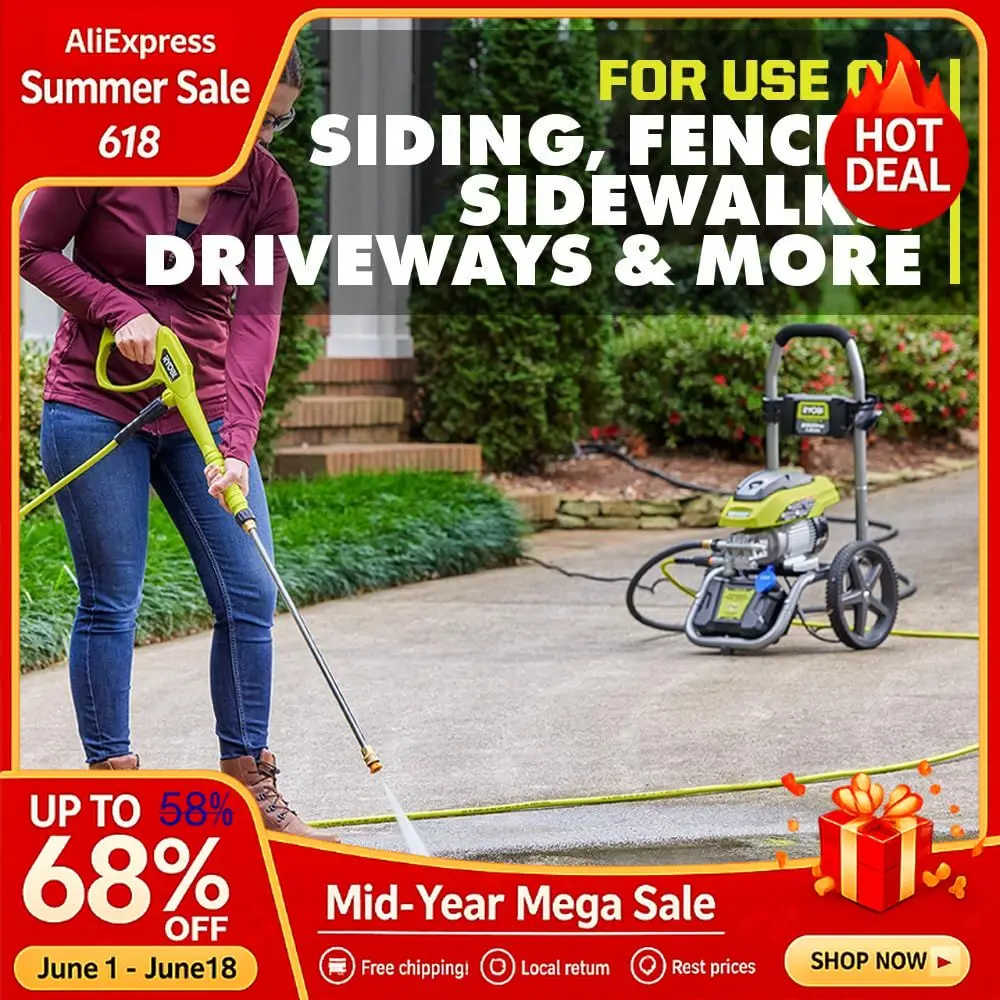 2500 PSI 1.2 GPM High Performance Cold Water Electric Pressure Washer Pressure Washer, Surface Cleaner for Cars Driveways,Custom
2500 PSI 1.2 GPM High Performance Cold Water Electric Pressure Washer Pressure Washer, Surface Cleaner for Cars Driveways,Custom