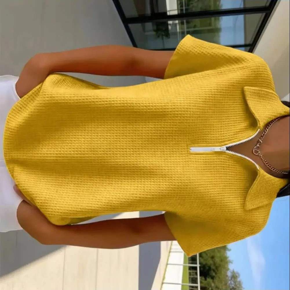 Waffle Texture Women Tee Short Sleeve Waffle Shirt Short Sleeve Zipper Half Placket Women Tee Spring Summer Fashion Blouse
Waffle Texture Women Tee Short Sleeve Waffle Shirt Short Sleeve Zipper Half Placket Women Tee Spring Summer Fashion Blouse
