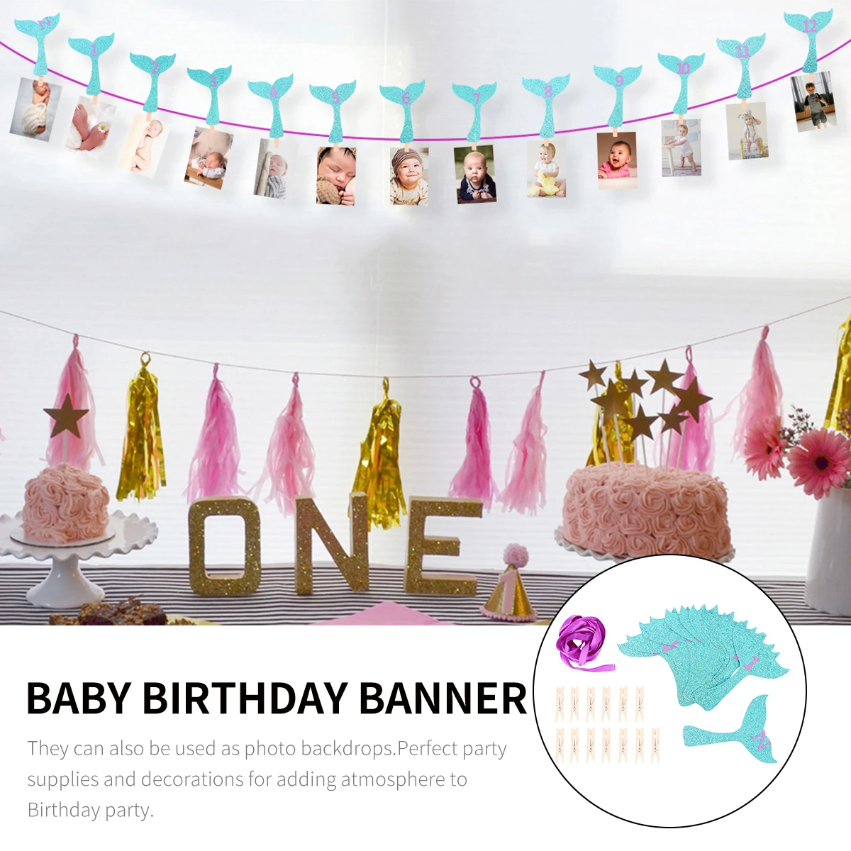 Mermaid Photo Clips Birthday Banner Bunting Paper Decoration Party Supplies Hanging Easy Assemble Different Photos
Mermaid Photo Clips Birthday Banner Bunting Paper Decoration Party Supplies Hanging Easy Assemble Different Photos