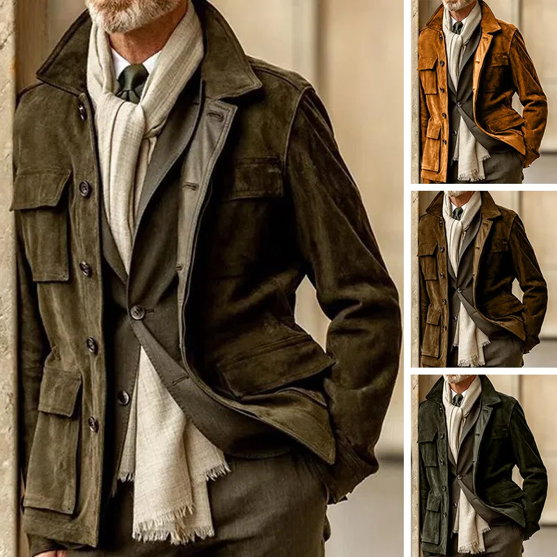 Nice men's spring and autumn European and American foreign trade men's clothes pop suede casual fashion coat 
Nice men's spring and autumn European and American foreign trade men's clothes pop suede casual fashion coat