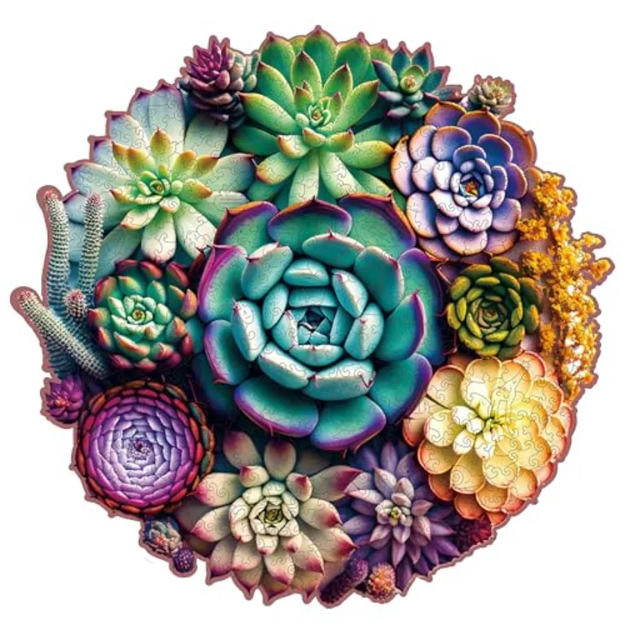 Adults' 1000-piece mandala succulent wooden puzzle, unique-shaped jigsaw with challenging design, natural wood tone, ideal for
Adults' 1000-piece mandala succulent wooden puzzle, unique-shaped jigsaw with challenging design, natural wood tone, ideal for