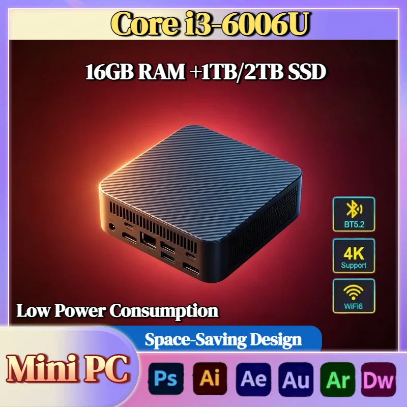 Intel i3 6006U Mini Desktop Computer 16GB DDR4 512GB NVMe SSD Triple 4K WiFi6 BT5.2 Silent Cooling Office Home Pro Max Unit
Intel i3 6006U Mini Desktop Computer 16GB DDR4 512GB NVMe SSD Triple 4K WiFi6 BT5.2 Silent Cooling Office Home Pro Max Unit