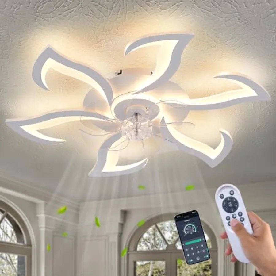 Modern Ceiling Fan with Light and Remote, Low Profile 32 Inch White Flush Mount Fandelier Ceiling Fan for Kitchen Bedroom
Modern Ceiling Fan with Light and Remote, Low Profile 32 Inch White Flush Mount Fandelier Ceiling Fan for Kitchen Bedroom