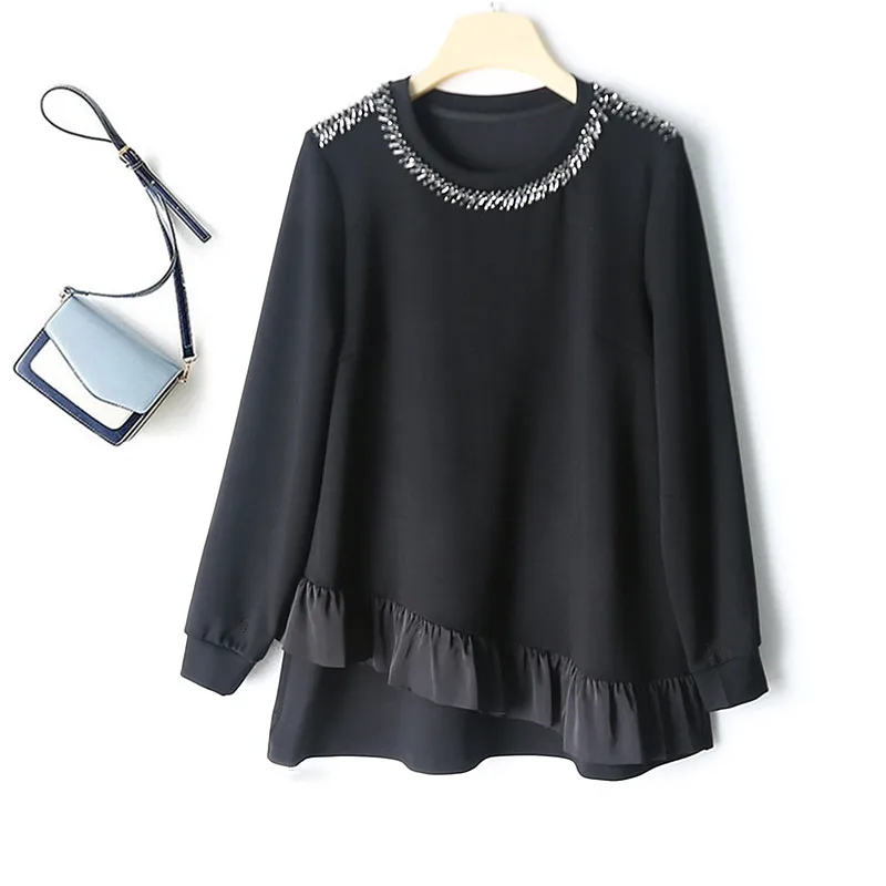 SuperAen Spring and Autumn New Korean Style Fashion Oversize Design O-neck Asymmetrical Ruffled Long-sleeved Spliced T-shirts 
SuperAen Spring and Autumn New Korean Style Fashion Oversize Design O-neck Asymmetrical Ruffled Long-sleeved Spliced T-shirts