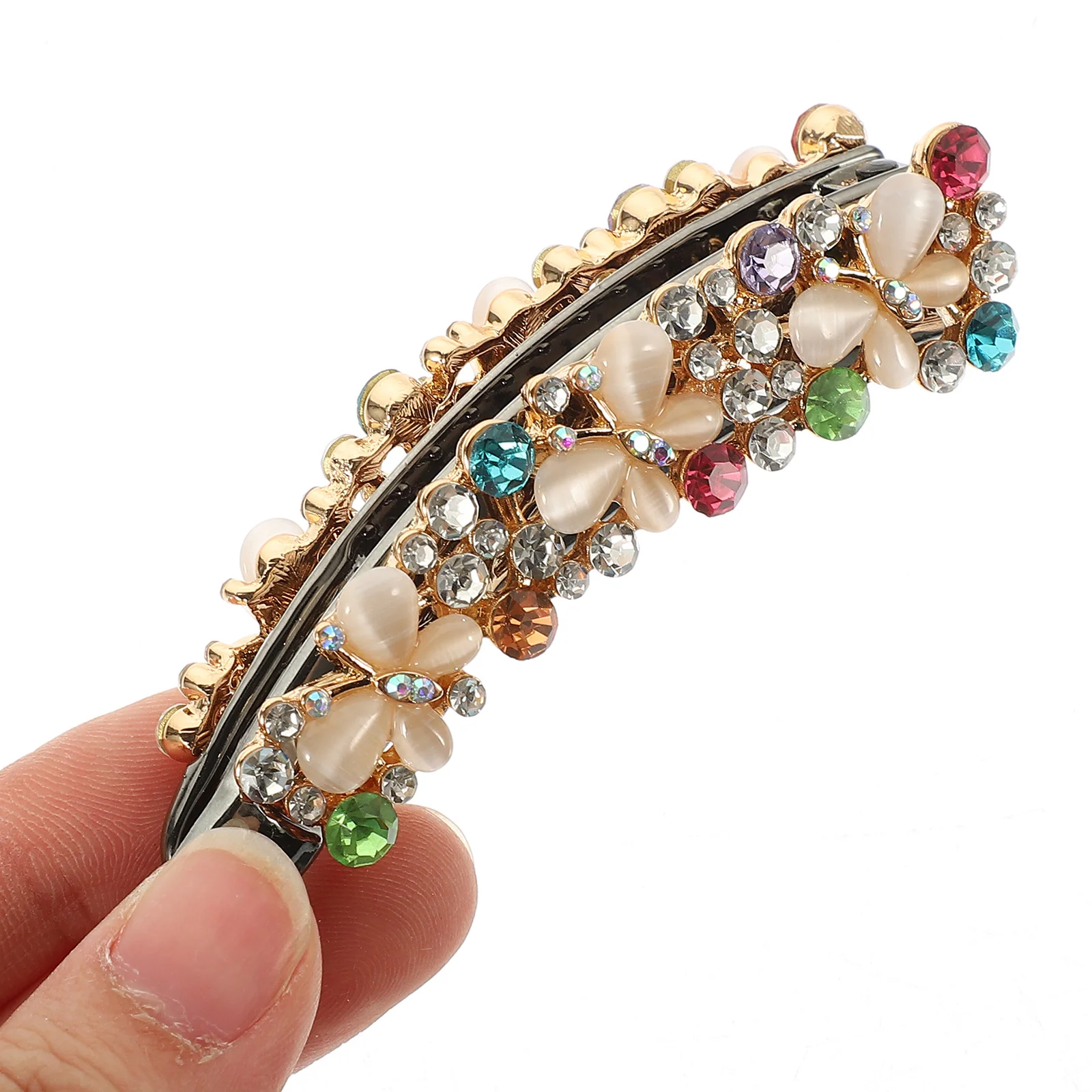 Зажим-банан со стразами, металлический держатель для хвоста для женщин, винтажные аксессуары для волос, компактный, легкий, прочный
Зажим-банан со стразами, металлический держатель для хвоста для женщин, винтажные аксессуары для волос, компактный, легкий, прочный