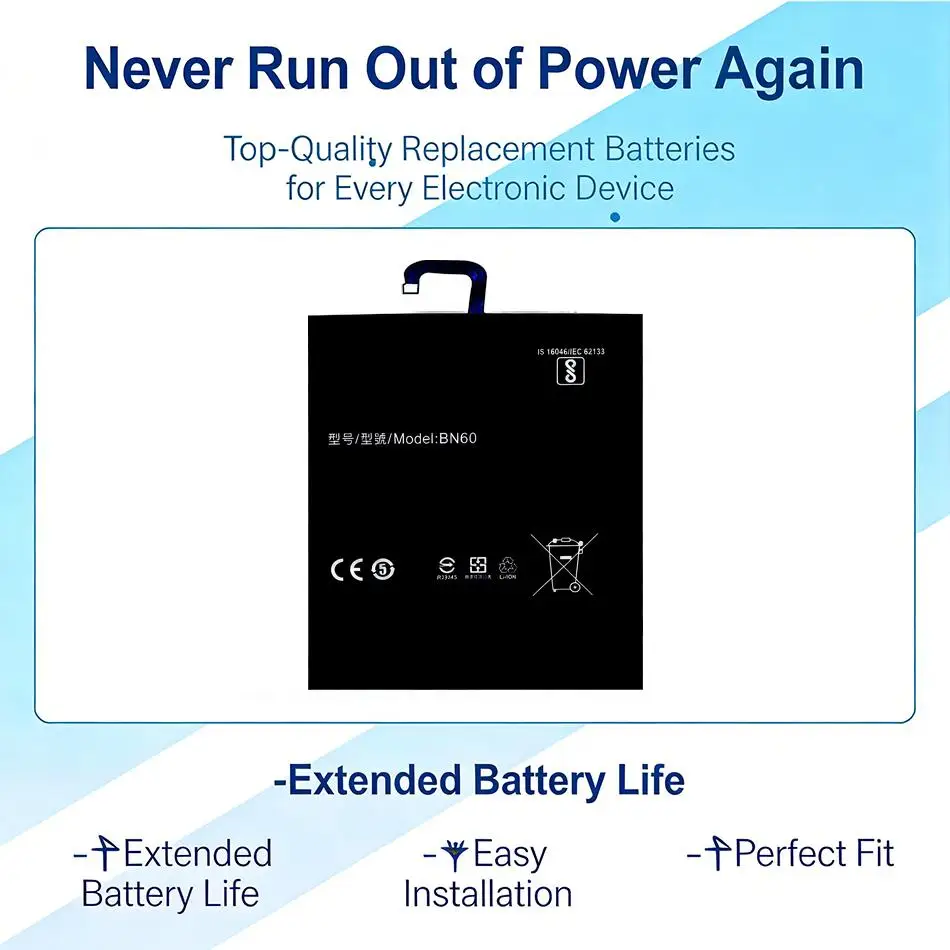 Environmentally Friendly 5810Mah Premium Replacement BN60 Tablet Battery For Xiaomi Pad 4 7.9 Inch
Environmentally Friendly 5810Mah Premium Replacement BN60 Tablet Battery For Xiaomi Pad 4 7.9 Inch