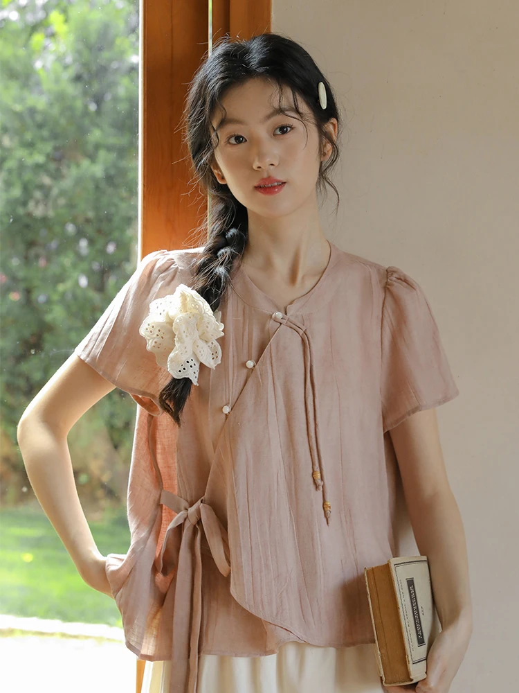 Женский свободный топ Nesoulum с коротким рукавом, с боковым узлом, розовый, летний, в художественном винтажном стиле, китайский стиль, повседневный, деловой
Женский свободный топ Nesoulum с коротким рукавом, с боковым узлом, розовый, летний, в художественном винтажном стиле, китайский стиль, повседневный, деловой