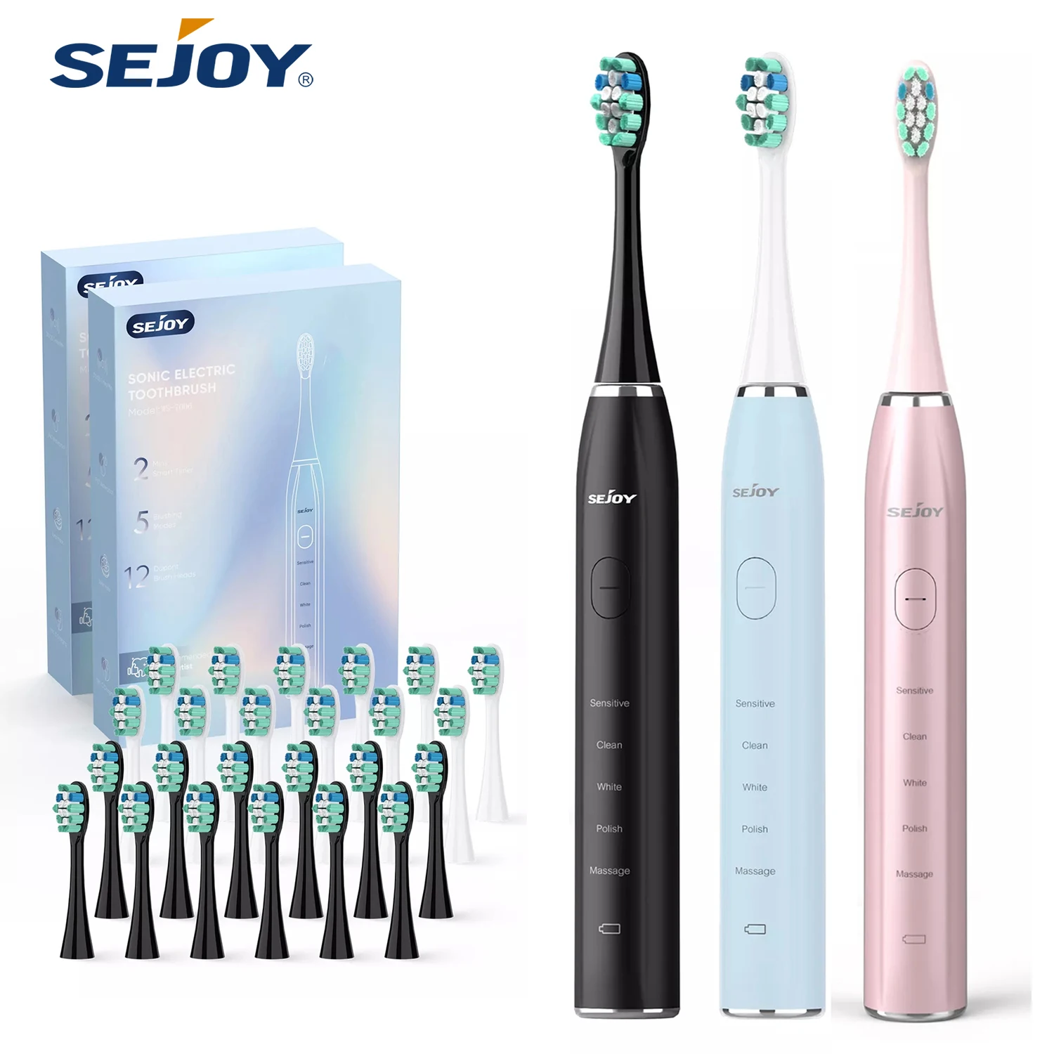 Sejoy Electric Toothbrush Portable Sonic Toothbrush Whitening 5 Cleaning Modes IPX7 Sonic Electric Toothbrush
Sejoy Electric Toothbrush Portable Sonic Toothbrush Whitening 5 Cleaning Modes IPX7 Sonic Electric Toothbrush