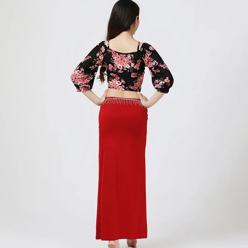 Женский костюм для танца живота, костюм с топом и юбкой для восточных танцев
Женский костюм для танца живота, костюм с топом и юбкой для восточных танцев