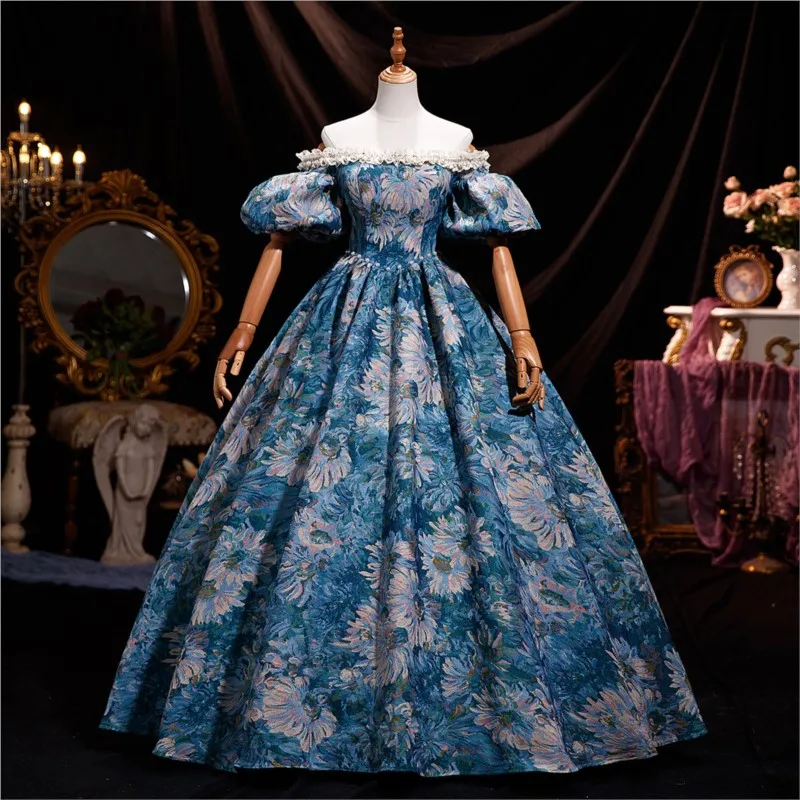 One-shoulder oil painting puffy floral color photo performance dress
One-shoulder oil painting puffy floral color photo performance dress
