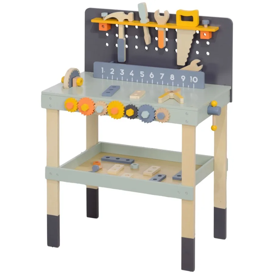 Qaba Wooden Tool Bench 49 Piece Workbench Playset Pretend Play Toy Construction Tool Set for Toddlers Age 36 Years Light Blue
Qaba Wooden Tool Bench 49 Piece Workbench Playset Pretend Play Toy Construction Tool Set for Toddlers Age 36 Years Light Blue