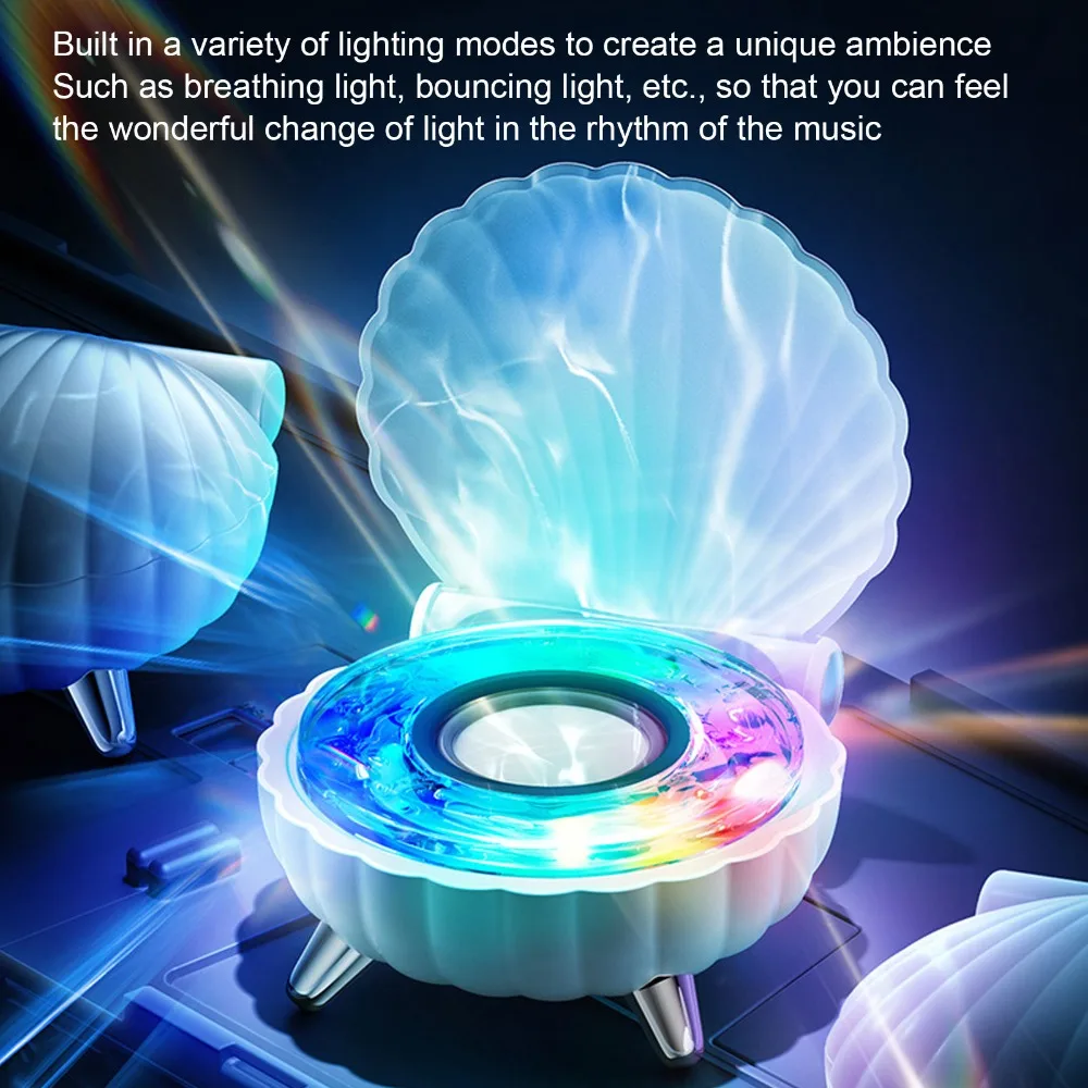 Shell Shape Bluetooth Speaker Water Ripple Light Effect Mini Music Player LED Night Light Leisure Music Playing
Shell Shape Bluetooth Speaker Water Ripple Light Effect Mini Music Player LED Night Light Leisure Music Playing
