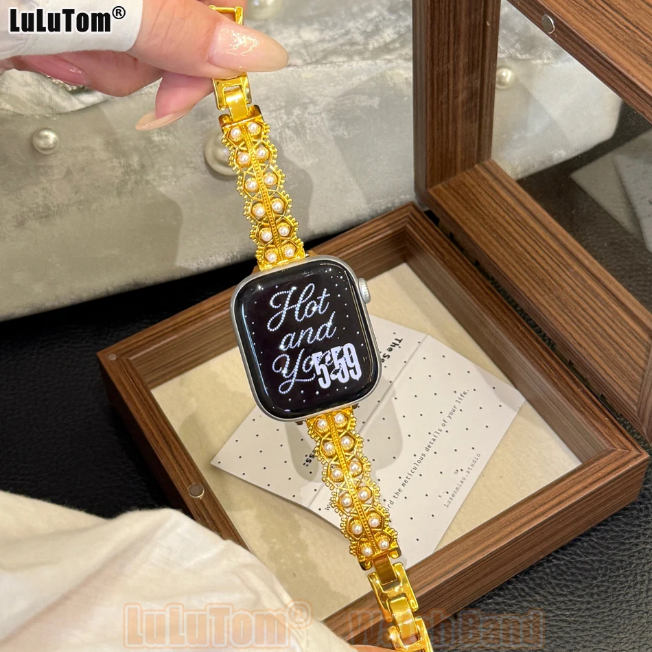 Women's Lace Pearl Zircon Watch Strap for Apple Iwatch Series 11 10 9 8 7 6 5 4 3 2 1 SE Ultra Bands 38 40 41 42 44 45 46 49 mm
Women's Lace Pearl Zircon Watch Strap for Apple Iwatch Series 11 10 9 8 7 6 5 4 3 2 1 SE Ultra Bands 38 40 41 42 44 45 46 49 mm
