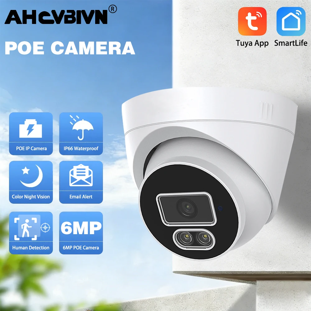 Tuya 6MP Dome POE IP Camera Two-Way Audio H.265 Wide Angle 3.6mm AI Color Night Vision Home CCTV Video Surveillance Security
Tuya 6MP Dome POE IP Camera Two-Way Audio H.265 Wide Angle 3.6mm AI Color Night Vision Home CCTV Video Surveillance Security