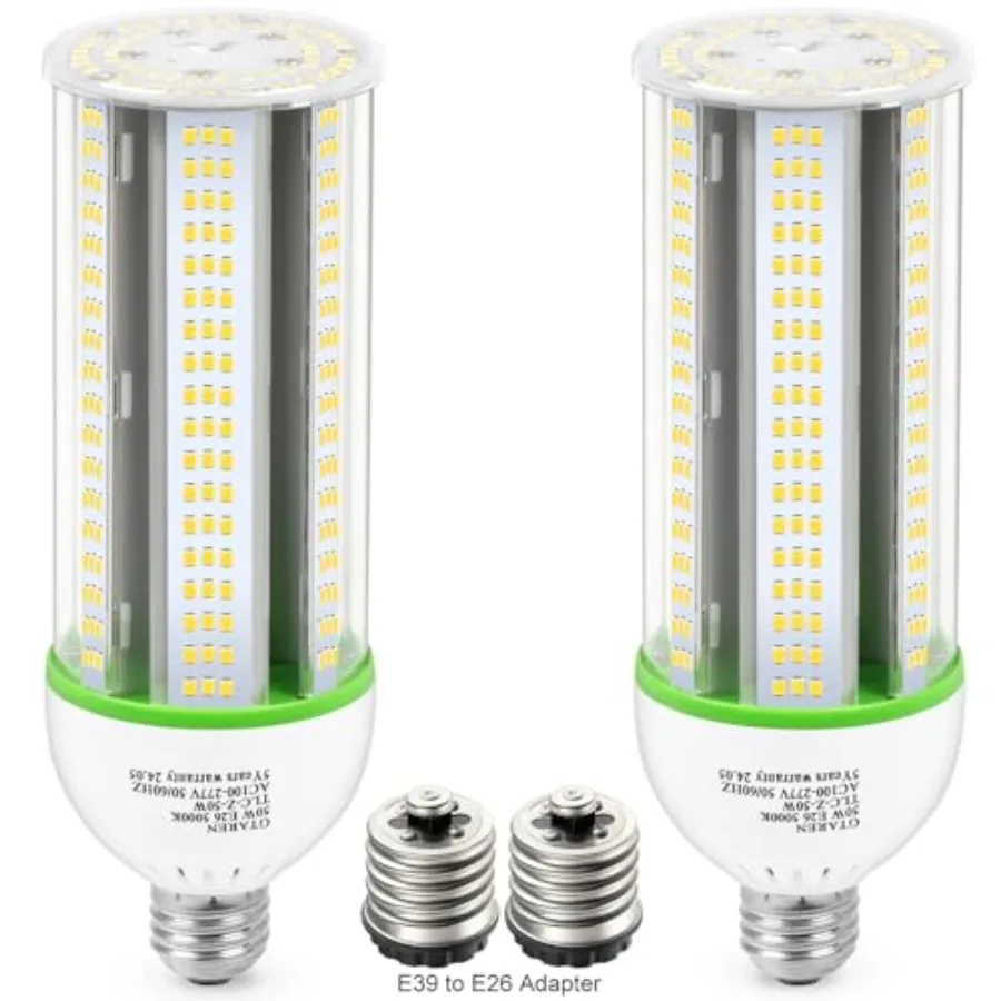 50W LED Corn Cob Light Bulb 500W Equivalent 5000K Daylight E26/E39 Base 7000 Lumens - Replace 175W MH/CFL for Garage Warehouse
50W LED Corn Cob Light Bulb 500W Equivalent 5000K Daylight E26/E39 Base 7000 Lumens - Replace 175W MH/CFL for Garage Warehouse