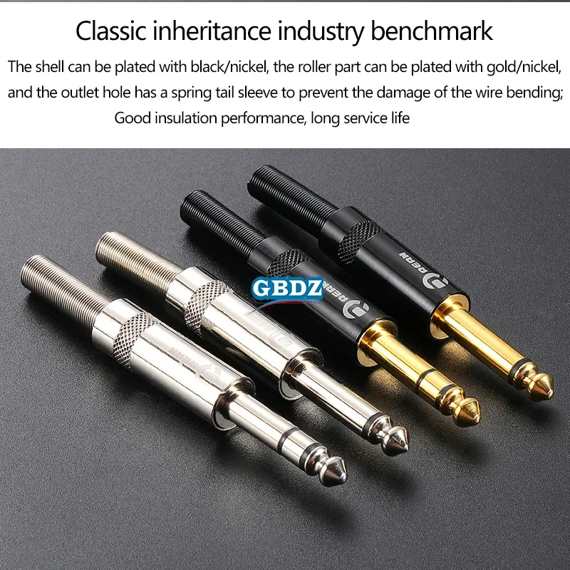 REAN jack 6.35mm TRS Stereo 3 Pole Gold Plated 1/4'' TS Mono 2 Pole Plug 6.5 Straight Plug For Instrument Guitar Bass Microphone
REAN jack 6.35mm TRS Stereo 3 Pole Gold Plated 1/4'' TS Mono 2 Pole Plug 6.5 Straight Plug For Instrument Guitar Bass Microphone